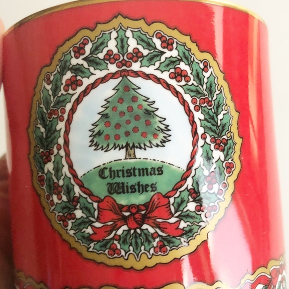 Halcyon Days "Christmas Wishes" English Fine Bone China Cup Holder Gold Rim - Picture 7 of 15